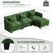 Green 116Inches L Shaped Premium Chenille Sectional