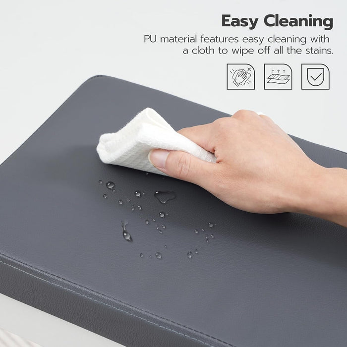 Bar Stools, Set of 2 Bar Chairs, 24.8-Inch Height Stools, Breakfast Bar Stools, Kitchen Bar Chairs, 2" Thick Upholstery, for Kitchen, Dining Room, Cafe, Bar Counter, White and Gray WG21BY01