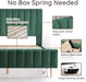 Queen Size Elton Velvet Platform Bed, Upholstered Bed Frame with Vertical Channel Tufted Headboard Footboard, Strong Wood Slats, No Box Spring Needed, Green (Queen)