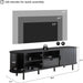69" Mid-Century TV Stand with Power Outlet, Fluted Entertainment Center with Storage Drawer, TV Console with Sliding Door and Adjustable Shelves, TV Stand up to 80" for Living Room, Bedroom, Black