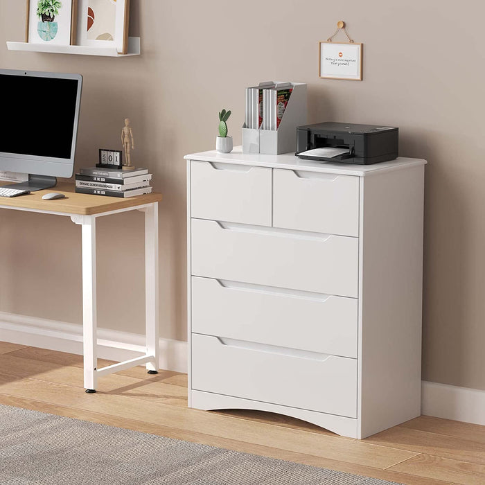 White Dresser with 5 Large Drawers