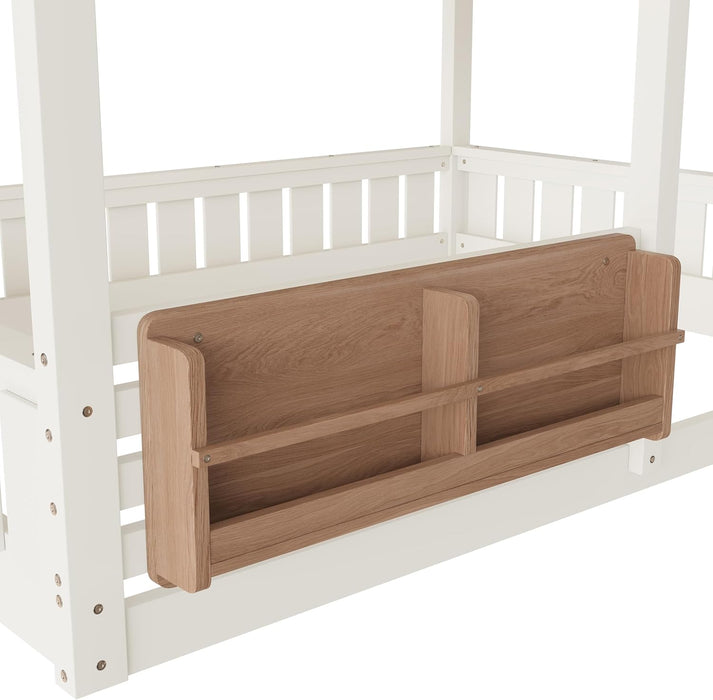 Beige SpaceSaving PlayhouseStyle Bunk Bed With Storage
