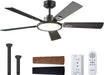 Ceiling Fans with Lights, 52 Inch Black Ceiling Fan with Light and Remote Control, Reversible, 3CCT, Dimmable, Noiseless, Ceiling Fan for Bedroom, Farmhouse, Living Room, Indoor/Outdoor Use