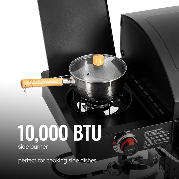 2-Burner Gas and Charcoal Combo Grill with Offset Smoker & Side Burner, 34,000 BTU Dual Fuel Grill, 1020 Sq. In. Cooking Area, Ideal for Outdoor Cooking, Black, ZH3005Y-SC