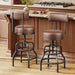 22-29 Inch Adjustable Height Swivel Bar Stools with Back Set of 2 | Vintage Bar Counter Height Stool with Thicken Premium Bonded Leather Seat & Sturdy Padded Backrest, Easy Assembly, Brown