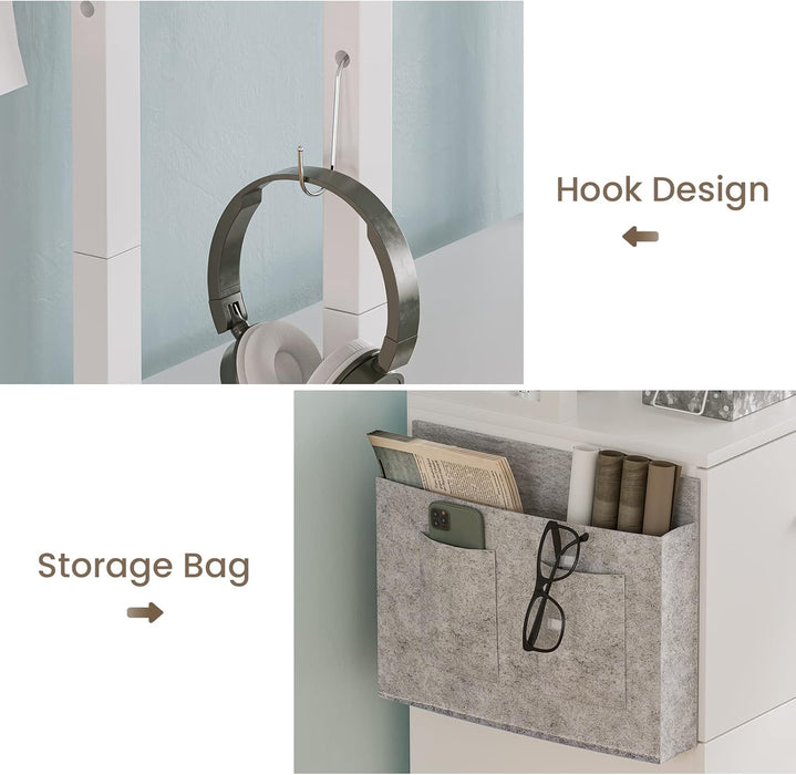 2 Drawer File Cabinet, Filing Cabinet with Lock Fits Letter, Legal, A4 Size, File Cabinets for Home Office with Storage Bag, Open Shelf and Hook, White