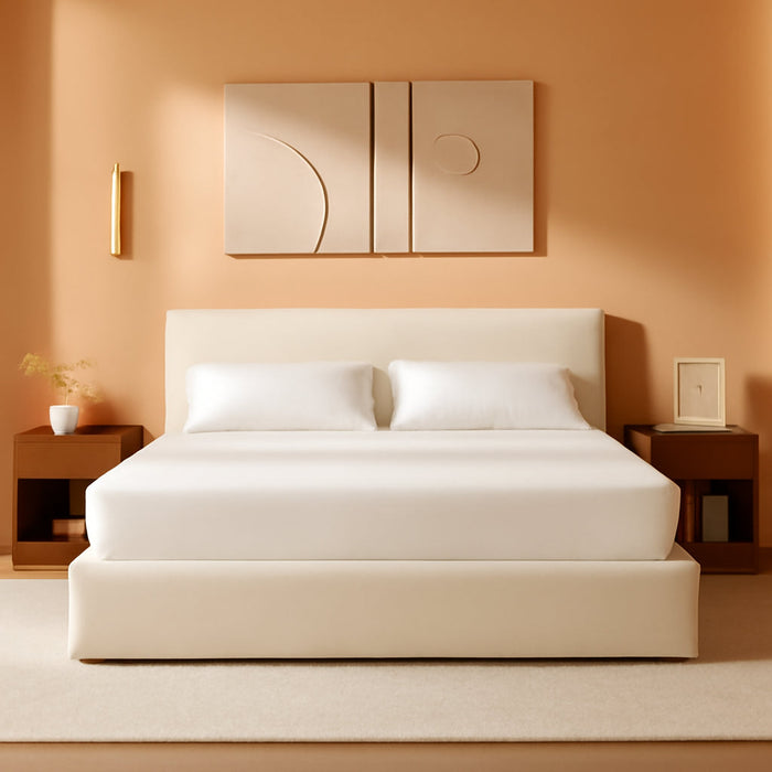 Cloud King Platform Bed Frame with Plush Headboard 6-Inch, Easy Assembly, Noise-Free Stability (Beige, King (U.S. Standard))