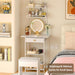 Small Vanity Desk without Mirror, Makeup Vanity Table for Small Space, Compact White Dressing Table with Fabric Drawers, Makeup Vanity with Storage for Bedroom, White, 23.6In（W）