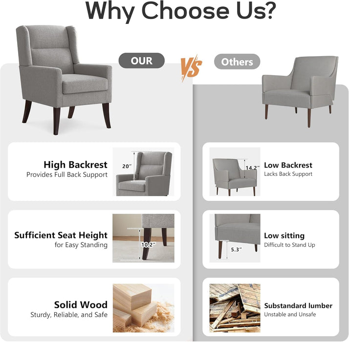 Grey Armchair HighBack CommercialGrade For Living Room