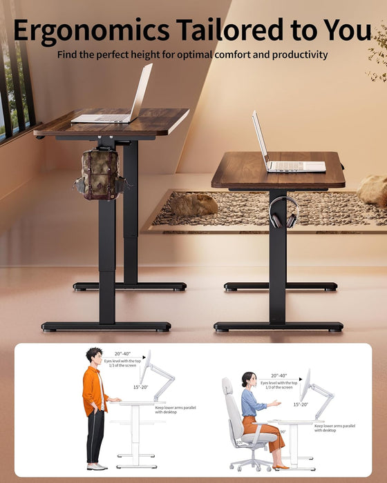 Electric Standing Desk 60 X 24 Inch Computer Desk-Gaming Desk Dark Walnut Home Office Desks Height Adjustable Memory Stand up Computer Workstation