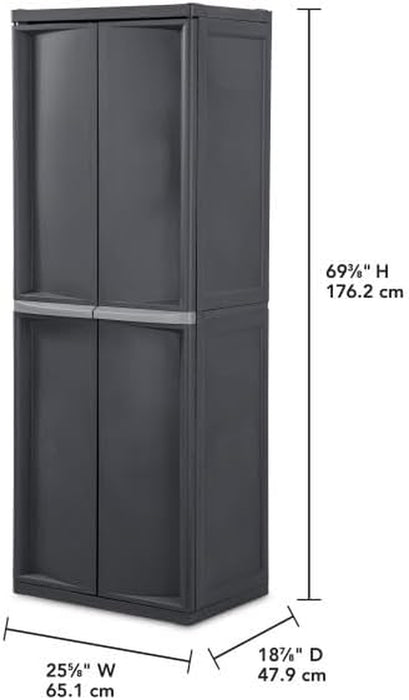 Gray Four Shelf Polypropylene Storage Cabinet Bundle