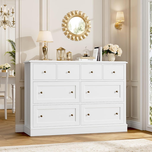 White Dresser with 8 Deep Drawers