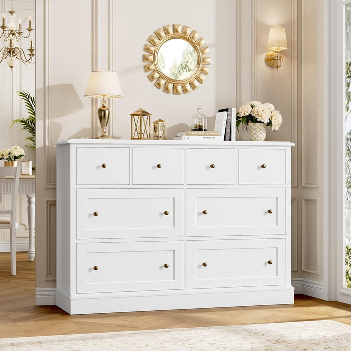 White Dresser with 8 Deep Drawers