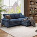 Chenille 2 Seater Modular Sofa with Ottoman, Blue