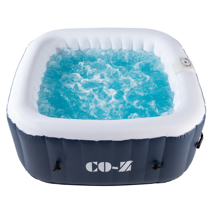 CO-Z Portable Square 120Air Jet Inflatable Hot Tub Spa 4 Person W Cover and Pump