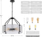 Black Handcrafted Glass Drum Chandelier 20in Fixture