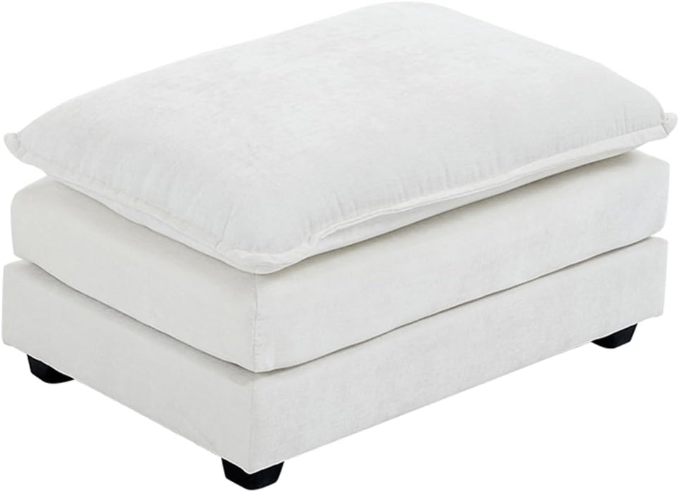 36.6" Big Cloud Comfy Ottoman Chenille Cream White