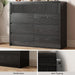 Black Fluted 8 Drawer Dresser for Bedroom, Curved Edge, 50" Wide