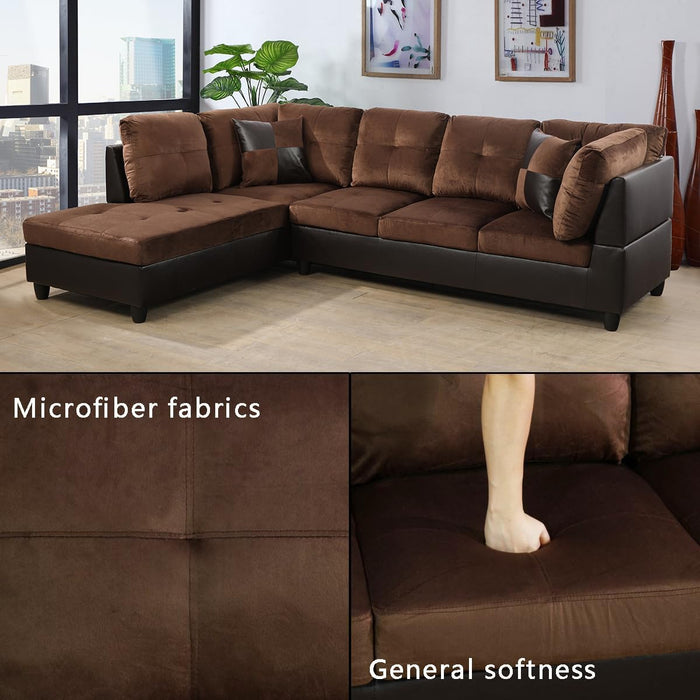 2-Piece L-Shape Microfiber Sofa Set with Chaise