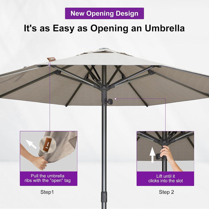 Market Table Umbrella 11.5 FT Business Semi Auto Lift, Beige