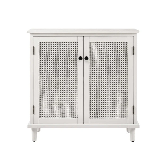Calzada 31.5'' Tall 2 - Rattan Wicker Door Storage Accent Cabinet with Solid Wood Legs