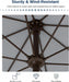 Patiokingdom 10FT Patio Umbrella with Push Button Tilt and Crank, Outdoor Market Umbrella with 8 Fiberglass Ribs, UV Protection Table Umbrella for Pool,Backyard,Garden,Deck