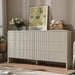 55" Wide Modern Curved 6 Drawer Dresser，Beige