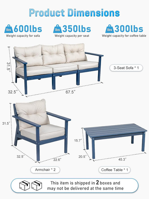 5 Seats HDPE Patio Conversation Sets, Outdoor Patio Furniture Set