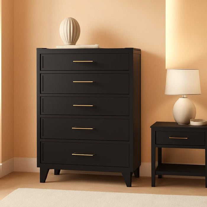 Charcoal Black Industrial Dresser With Five Drawers