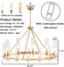 Wagon Wheel Chandelier, 12-Light Golden Farmhouse round Chandelier, Industrial Lighting Fixtures, Glass Pendant Light Suitable for Porch, Dining Room, Living Room, and Bedroom.