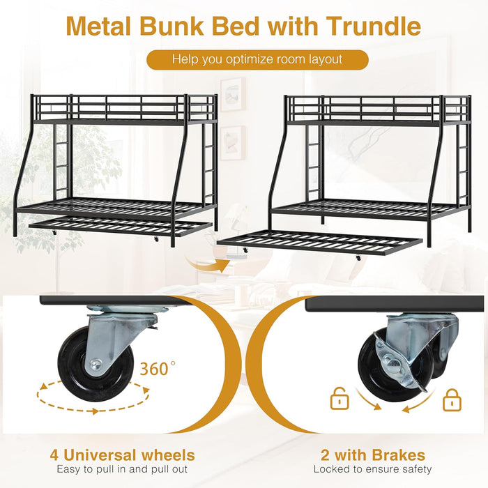 IndustrialGrade Twin Over Full SpaceSaving BunkBed Trundle