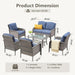 6-Piece Wicker Patio Conversation Set, Beige, 6 Seats