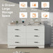 White 6-Drawer Dresser with Power Outlets