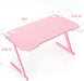 Gaming Computer Desk with Carbon Fiber Surface, Gaming Table Z Shaped Pc Home Office with Cup Holder&Headphone Hook(44 In, Pink)