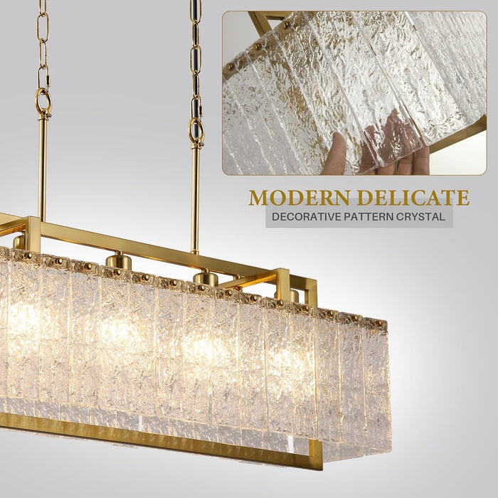 Gold Ornate Crystal Chandelier 35Inch Ripple Glass