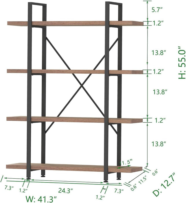 Industrial Strength Bookshelf With Rustic Oak Finish