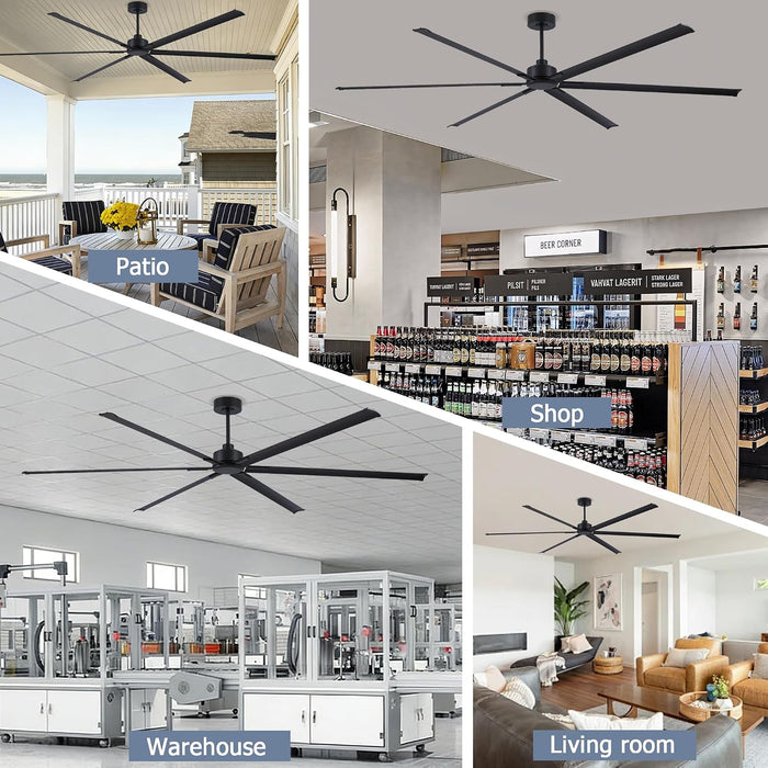 Black 120 Inch Reinforced Multipurpose Ceiling Fan