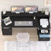 Computer Desk with 3 Drawer & Storage Shelves, Home Office Desk with File Drawer & Cabinet, Writing Study Table with Long Monitor Stand & Printer Shelf, Executive Desk, Black