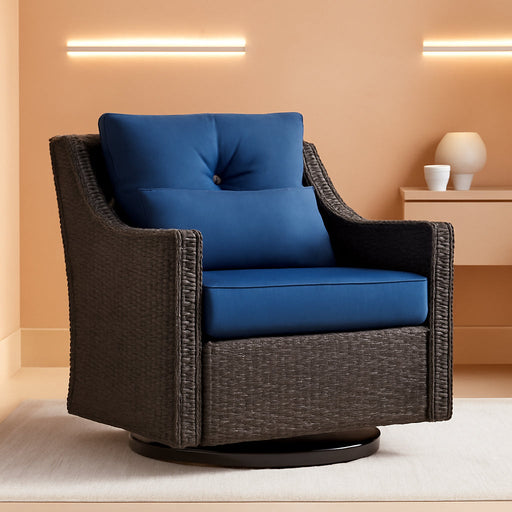 CHITA Patio Wicker Chair, 360° Rocking Swivel Outdoor Rattan Chair