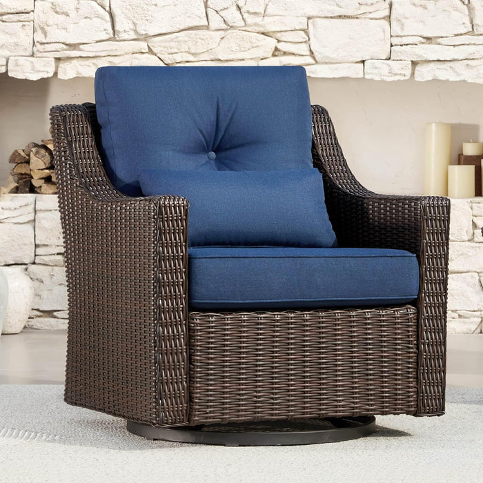 CHITA Patio Wicker Chair, 360° Rocking Swivel Outdoor Rattan Chair
