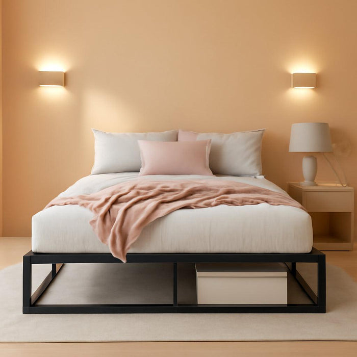Joseph Metal Platforma Bed Frame, Mattress Foundation, Wood Slat Support, No Box Spring Needed, Sturdy Steel Structure, Full