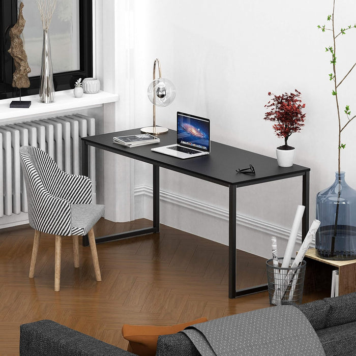 55 Inch Black Computer Desk PowderCoatedSteel Frame