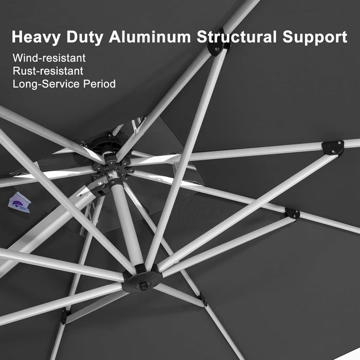 Cantilever Outdoor Umbrella 9' X 9' Square Double Top, Grey