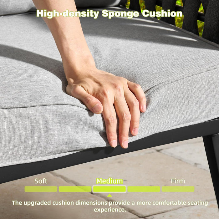 Patio Furniture Sets for 6 with Swivel Chair, Outdoor Conversation Sets 6 Pcs, 1X Coffee Table. 1Xswivel Chair, 1X3-Seat Sofa, 2Xottomans for Porch Poolside Gray