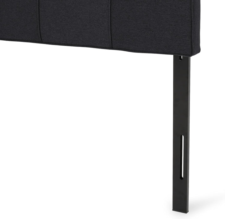 King Size Upholstered Headboard with Tufted Waffle Stitching Design, Adjustable Height, Modern Style, Perfect for Bedroom (Black)