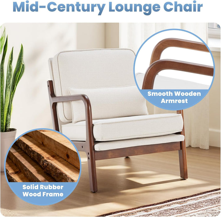 Cream Mid Century Modern Upholstered Accent Chairs