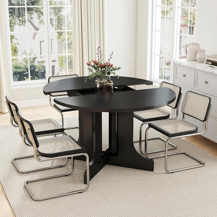 Expandable Charcoal Circular Dining Table 43in 59in