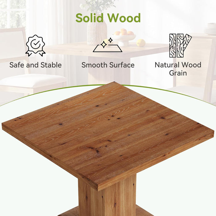 Tribesigns Solid Wood Square Dining Table 31.5 Inch Space-Saving | Natural Wood Grain Kitchen Table, Space-Saving for 2-4 People, Rustic Farmhouse Style for Dining Room, Apartments, Restaurant