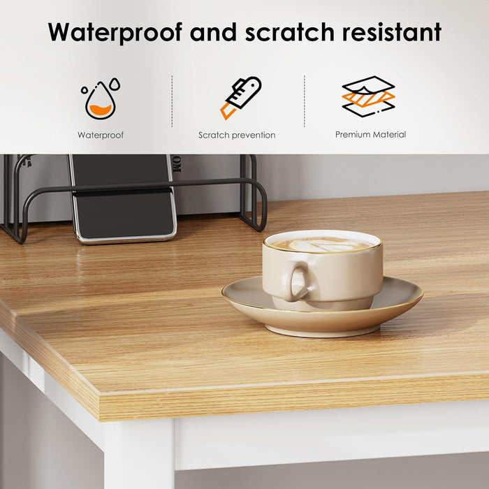 120cm TeakWood White HighGloss Finish Desk Stability