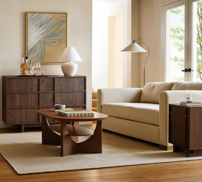 47" Wide 6 Drawer Dresser for Bedroom, Skeleton Line Design